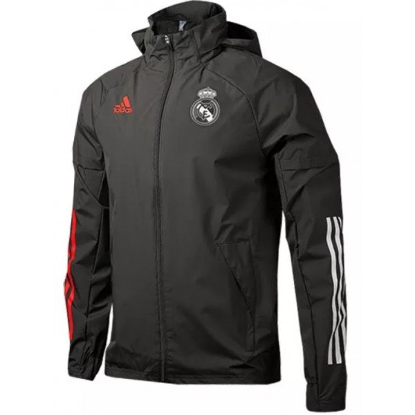 Jaqueta corta vento oficial Adidas Real Madrid 2020 2021 preta